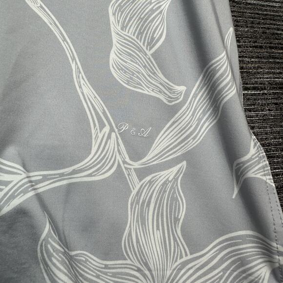 Porter & Ash Shirt Men's L Gray Floral Button Hawaiian Kinetic Stretch - Picture 6 of 15